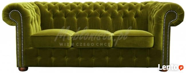 Pikowana sofa Chesterfield Classic 3 os z funkcją spania